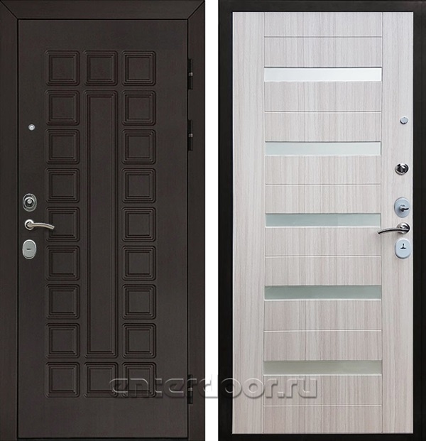 Входная металлическая дверь Армада Сенатор Cisa СБ-14 стекло Белое (Венге / Сандал белый)