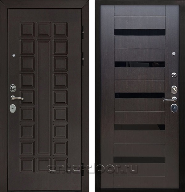 Входная металлическая дверь Армада Сенатор Cisa СБ-14 стекло Черное (Венге / Венге)