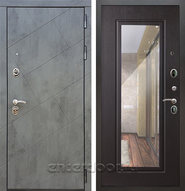 Входная дверь Армада Нова зеркало ФЛЗ-120 (Бетон тёмный / Венге) - фото 56273