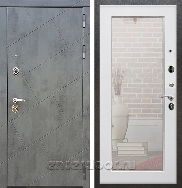 Входная дверь Армада Нова зеркало Пастораль (Бетон тёмный / Белый ясень) - фото 56299