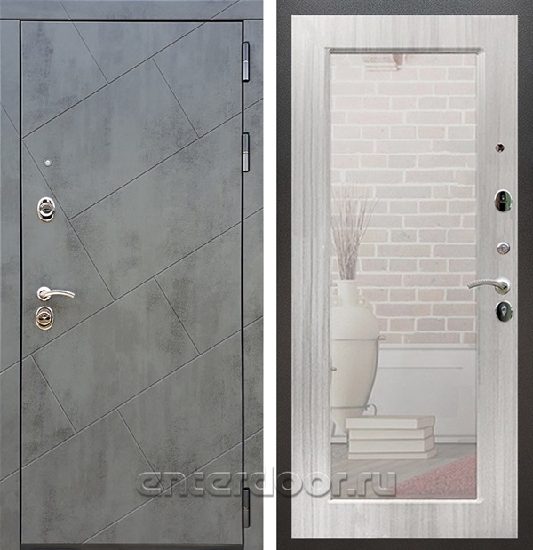 Входная дверь Армада Нова зеркало Пастораль (Бетон тёмный / Сандал белый) - фото 56304