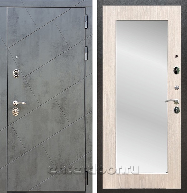 Входная дверь Армада Нова зеркало Пастораль (Бетон тёмный / Дуб беленый) - фото 56316
