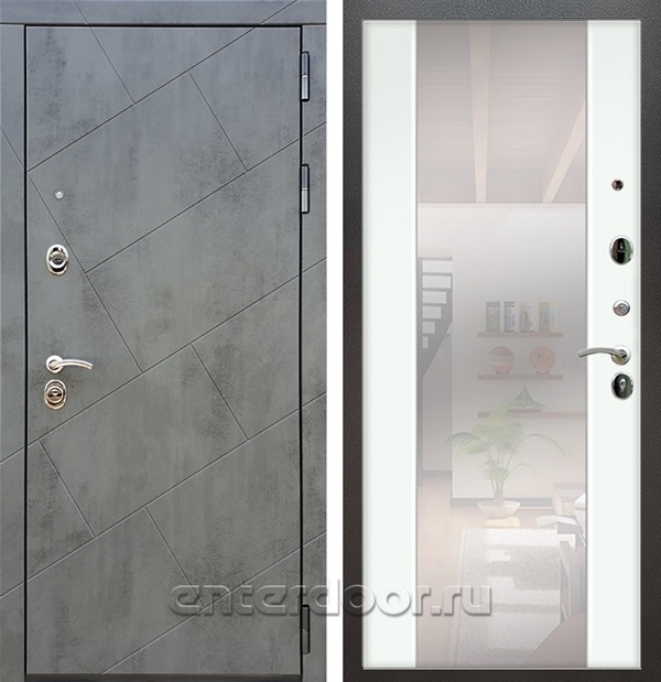 Входная дверь Армада Нова зеркало СБ-16 (Бетон тёмный / Белый ясень) - фото 56365