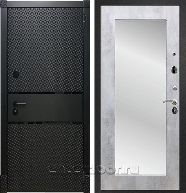 Входная дверь Армада Бастион зеркало Пастораль (Чёрный кварц / Бетон светлый) - фото 56720