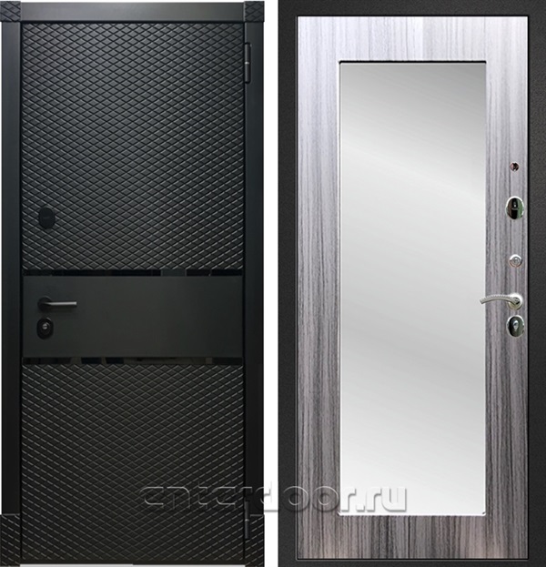 Входная дверь Армада Бастион зеркало Пастораль (Чёрный кварц / Сандал серый) - фото 56740