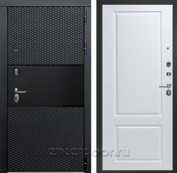 Входная металлическая дверь Тефлон Доррен (Чёрный кварц / Эмаль белая)