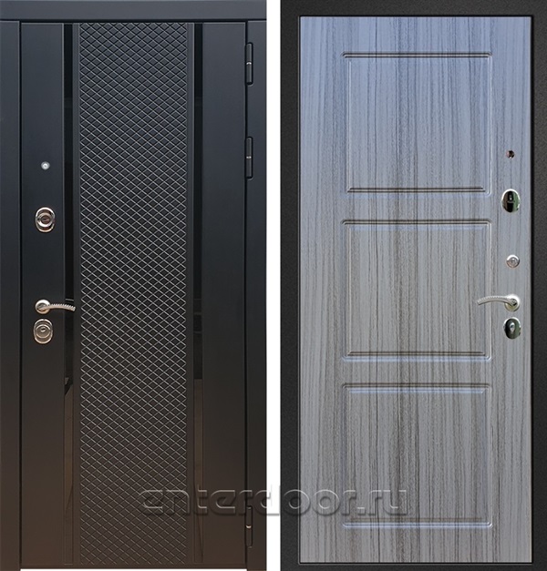 Входная дверь Армада Престиж ФЛС-500 ФЛ-3 (Чёрный кварц / Сандал серый) - фото 57057