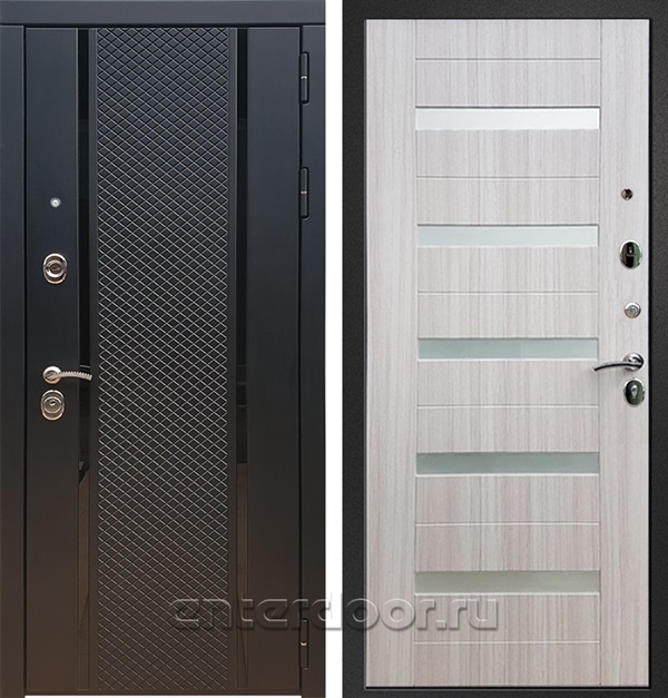 Входная дверь Армада Престиж ФЛС-500 СБ-14 (Чёрный кварц / Сандал белый) - фото 57192