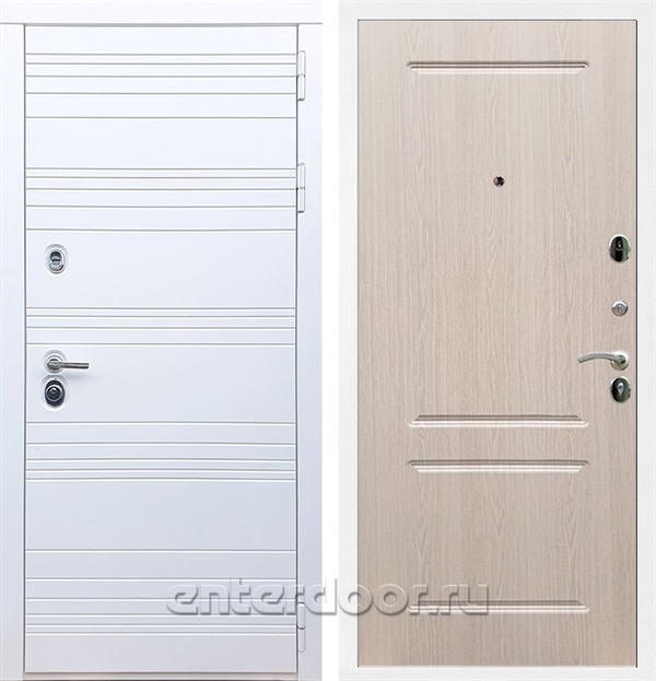 Входная дверь Армада Италия ФЛ-117 (Белый матовый / Дуб беленый) - фото 58200