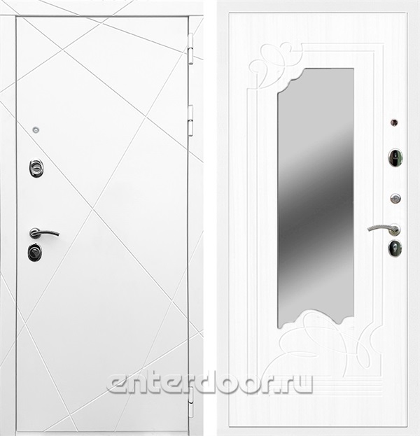 Входная дверь Армада Лофт с зеркалом ФЛЗ-147 (Белый матовый / Белый ясень) - фото 58868