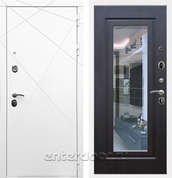 Входная дверь Армада Лофт с зеркалом ФЛЗ-120 (Белый матовый / Венге) - фото 58883