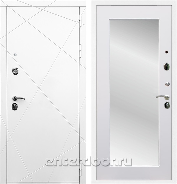 Входная дверь Армада Лофт с зеркалом 2XL (Белый матовый / Белый матовый) - фото 58897