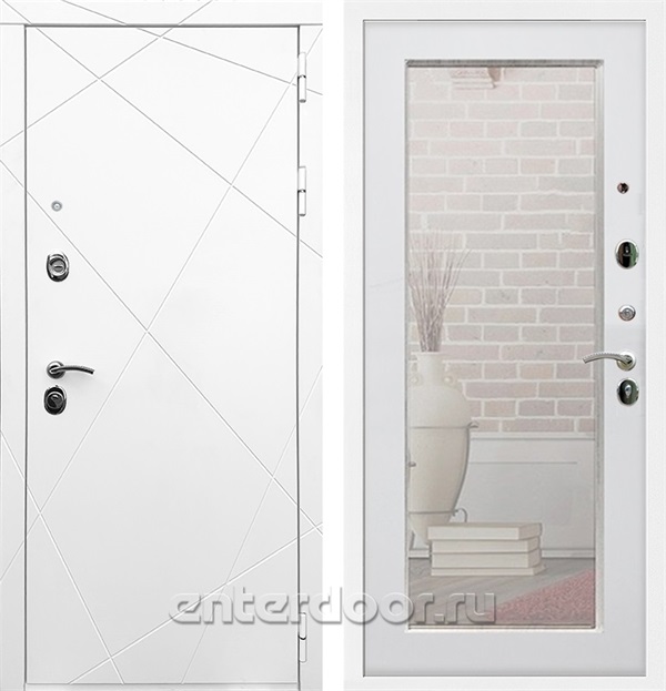 Входная дверь Армада Лофт с зеркалом 2XL (Белый матовый / Белый ясень) - фото 58903