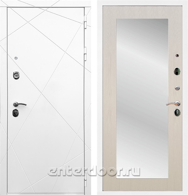 Входная дверь Армада Лофт с зеркалом 2XL (Белый матовый / Лиственница беж) - фото 58923