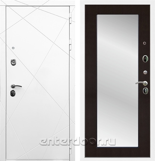 Входная дверь Армада Лофт с зеркалом 2XL (Белый матовый / Венге) - фото 58931