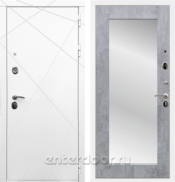 Входная дверь Армада Лофт с зеркалом 2XL (Белый матовый / Бетон тёмный) - фото 58946