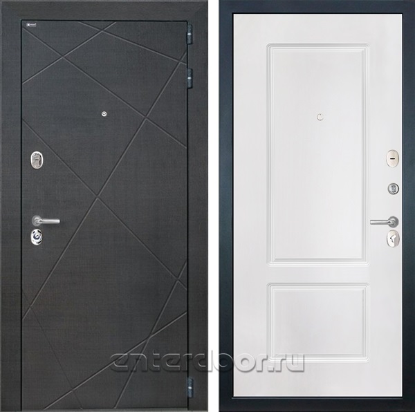Входная металлическая дверь Интекрон Сенатор Лучи КВ-2 (Венге распил кофе / Белый матовый)