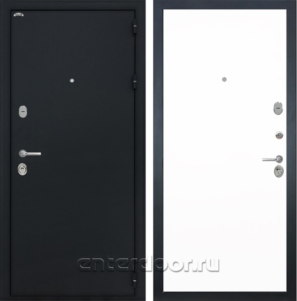 Входная стальная дверь Интекрон Греция 3К Гладкая (Черный шелк / Силк Сноу белый)