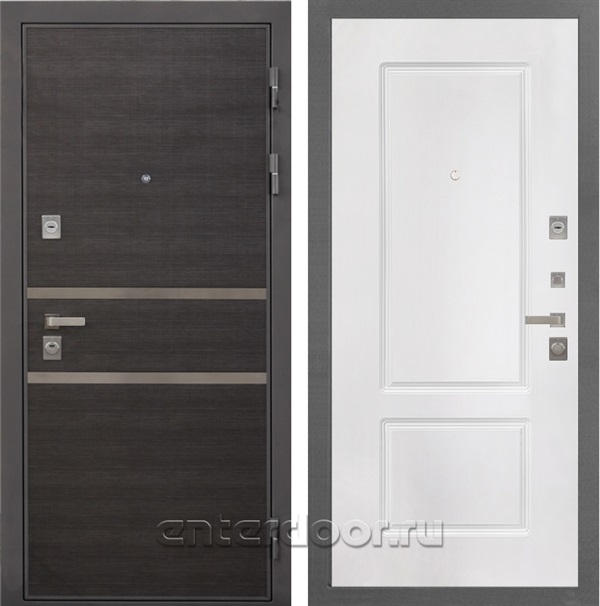 Входная металлическая дверь Интекрон Неаполь 3К КВ-2 (Лен Сильвер / Белый матовый)