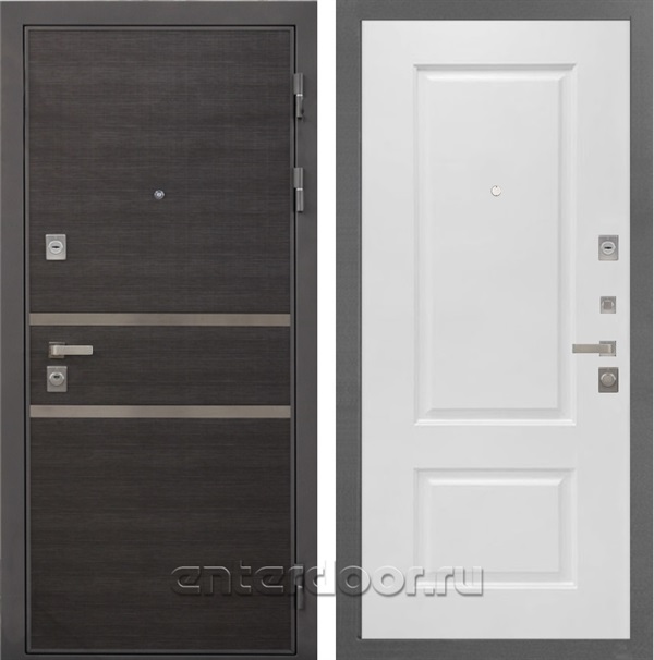 Входная металлическая дверь Интекрон Неаполь 3К Альба (Лен Сильвер / Белый RAL 9003)