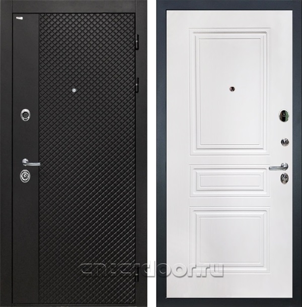 Входная металлическая дверь Интекрон Олимпия Блэк ФЛ-243 (Лофт чёрный / Белый матовый)