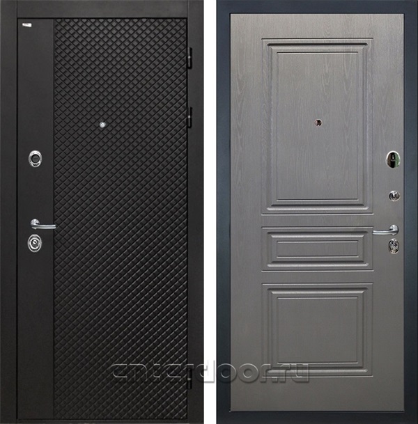 Входная металлическая дверь Интекрон Олимпия Блэк ФЛ-243 (Лофт чёрный / Дуб вуд графит)