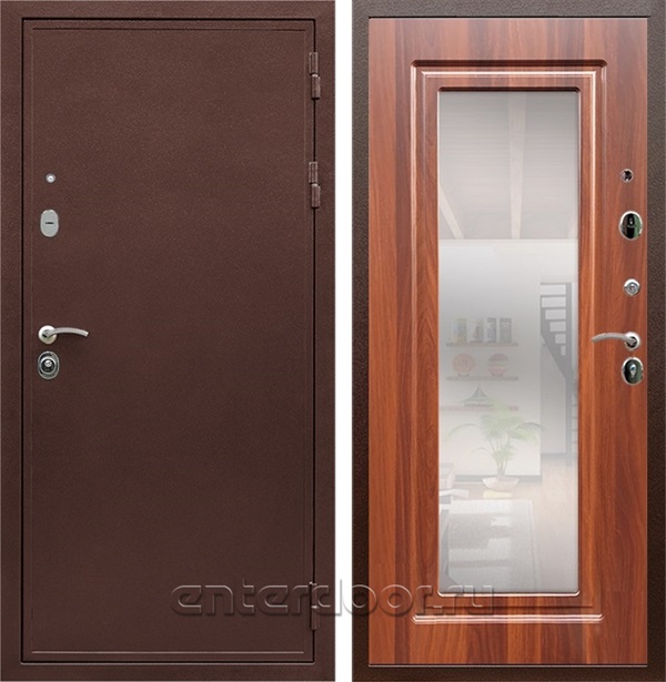 Входная дверь Армада Престиж сталь 3 мм зеркало ФЛЗ-120 (Медный антик / Берёза морёная) - фото 59759