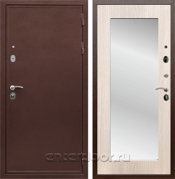 Входная дверь Армада Престиж сталь 3 мм зеркало Пастораль (Медный антик / Дуб белёный) - фото 59799