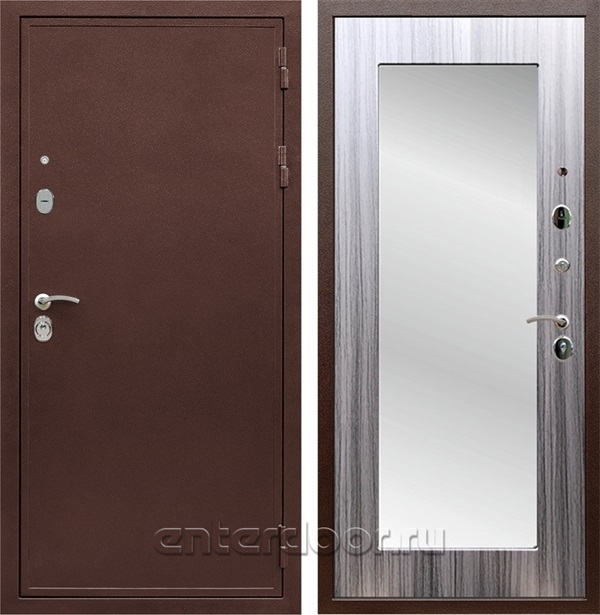 Входная дверь Армада Престиж сталь 3 мм зеркало Пастораль (Медный антик / Сандал серый) - фото 59828