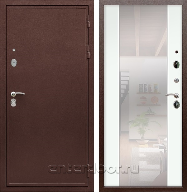 Входная дверь Триумф 3К с зеркалом Максимум (Медный антик / Ясень белый) - фото 59889