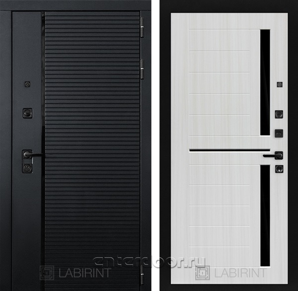 Входная металлическая дверь Лабиринт Piano 02 (Чёрный кварц / Сандал белый)