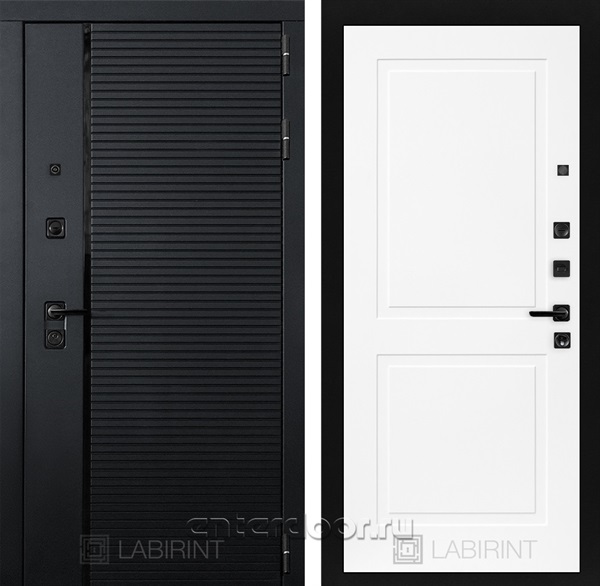 Входная металлическая дверь Лабиринт Piano 11 (Чёрный кварц / Белый софт)