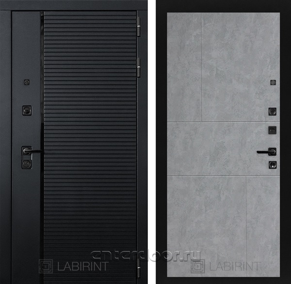 Входная металлическая дверь Лабиринт Piano 21 (Чёрный кварц / Бетон светлый)