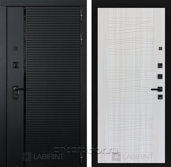 Входная металлическая дверь Лабиринт Piano 06 (Чёрный кварц / Сандал белый)
