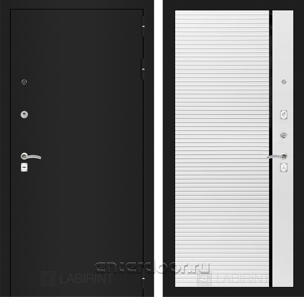 Входная металлическая дверь Лабиринт Классик 22 (Шагрень черная / Белый софт)