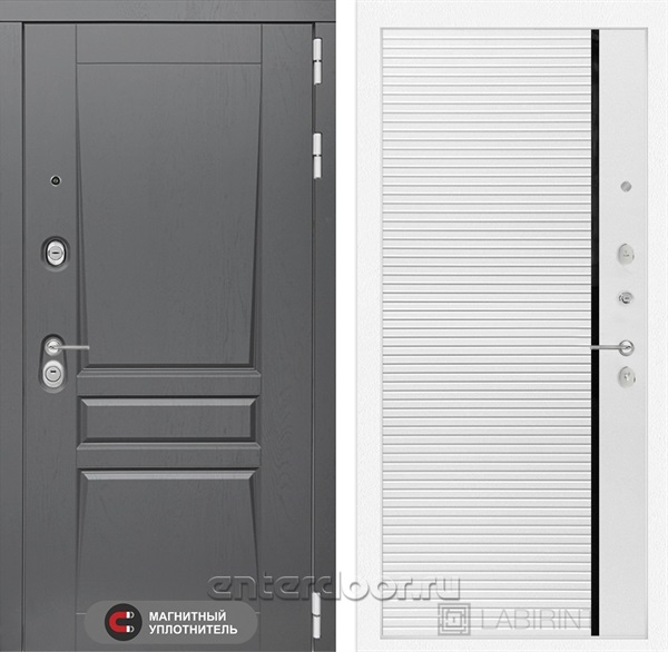 Входная металлическая дверь Лабиринт Платинум 22 (Альберо Грей / Белый софт)