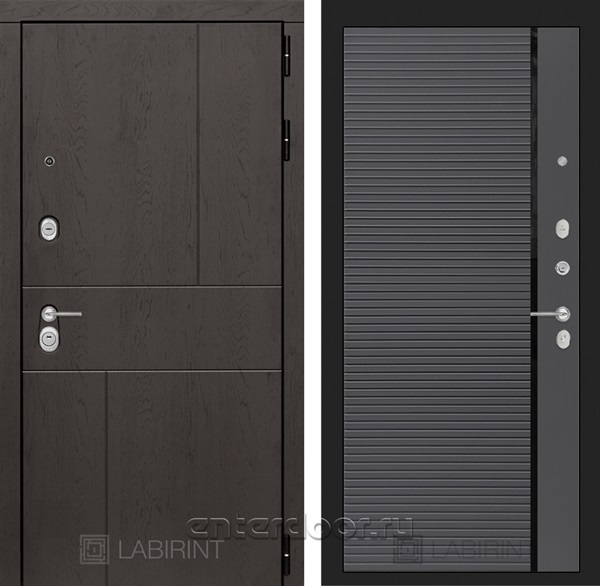 Входная металлическая дверь Лабиринт Урбан 22 (Дуб горький шоколад / Графит софт)