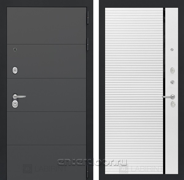 Входная металлическая дверь Лабиринт Арт 22 (Графит софт / Белый софт)