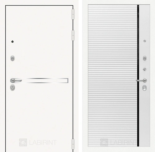 Входная металлическая дверь Лабиринт Line White 22 (Шагрень белая / Белый софт)