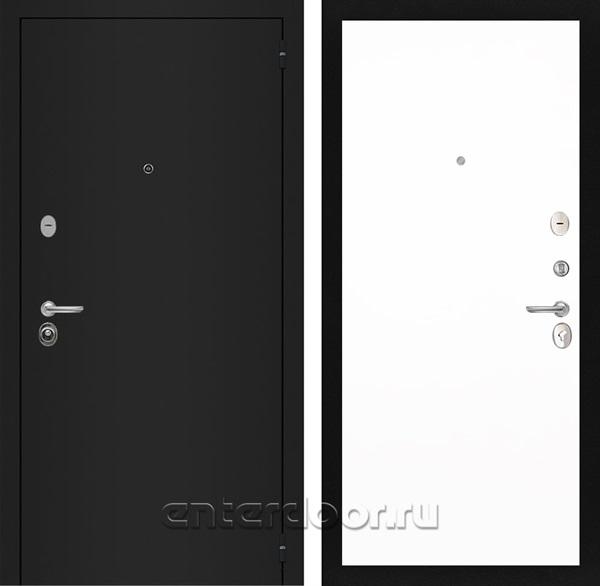 Входная металлическая дверь Интекрон Гектор Гладкая (Черный шелк / Силк Сноу)