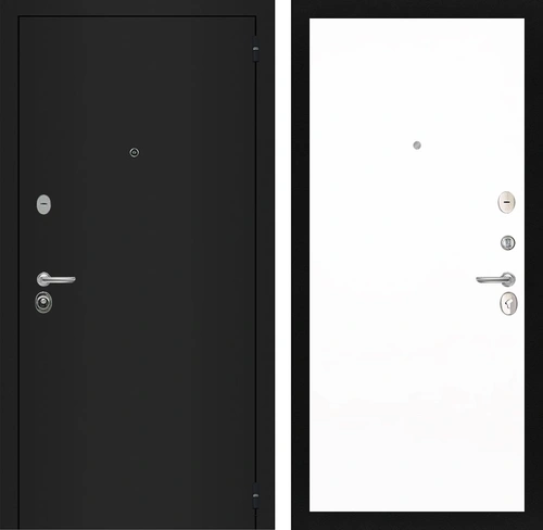 Входная металлическая дверь Интекрон Гектор Гладкая (Черный шелк / Силк Сноу)