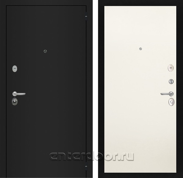 Входная металлическая дверь Интекрон Гектор Гладкая (Черный шелк / Силк жасмин)