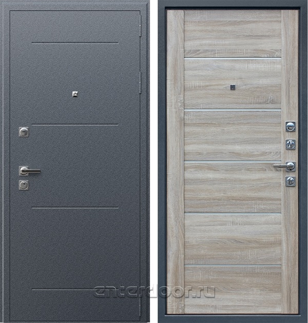 Входная металлическая дверь АСД Техно XN 99 (Букле Графит / Дуб сонома светлый)