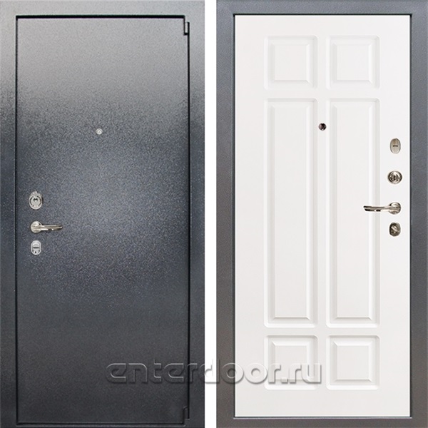 Входная стальная дверь Лекс 3 Барк (Серый букле / Софт белый снег) панель №89