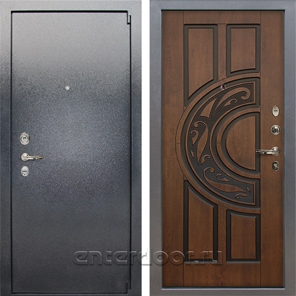 Входная стальная дверь Лекс 3 Барк (Серый букле / Голден патина черная) панель №27