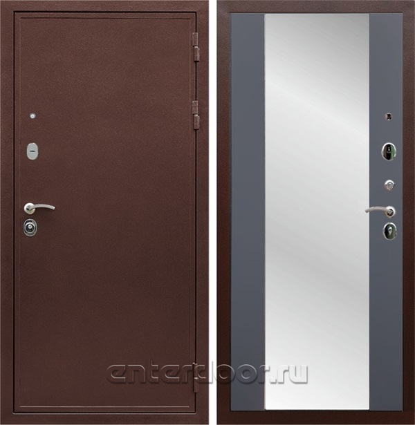 Входная дверь Армада Престиж с зеркалом СБ-16 (Медный антик / Графит софт) - фото 62250