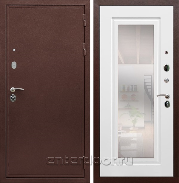 Входная дверь Армада Престиж с зеркалом (Медный антик / Белый матовый) - фото 62283