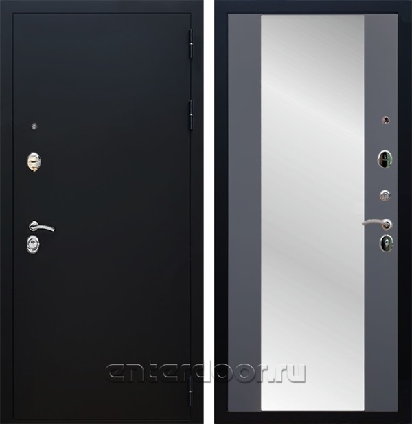 Входная дверь Армада Престиж СБ-16 с зеркалом (Чёрный муар / Графит софт) - фото 62406