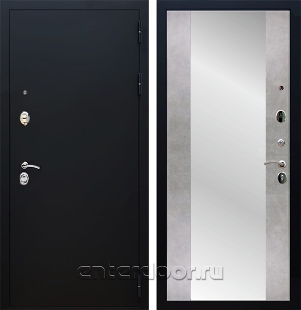 Входная дверь Армада Престиж СБ-16 с зеркалом (Чёрный муар / Бетон светлый) - фото 62411