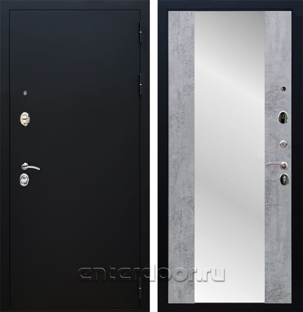 Входная дверь Армада Престиж СБ-16 с зеркалом (Чёрный муар / Бетон темный) - фото 62416